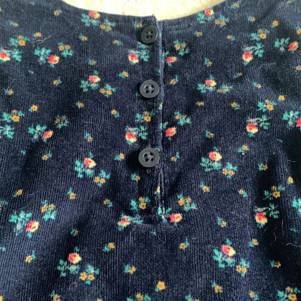 GAP Girls Navy Blue Floral Floral Jumper Dress EUC Corduroy 4